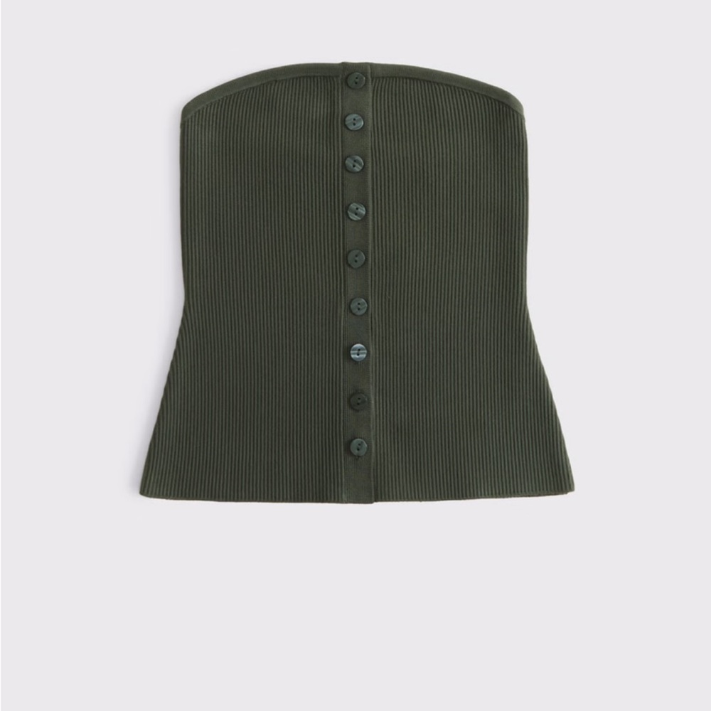 Abercrombie & Fitch Olive Green Ottoman button-up tube top